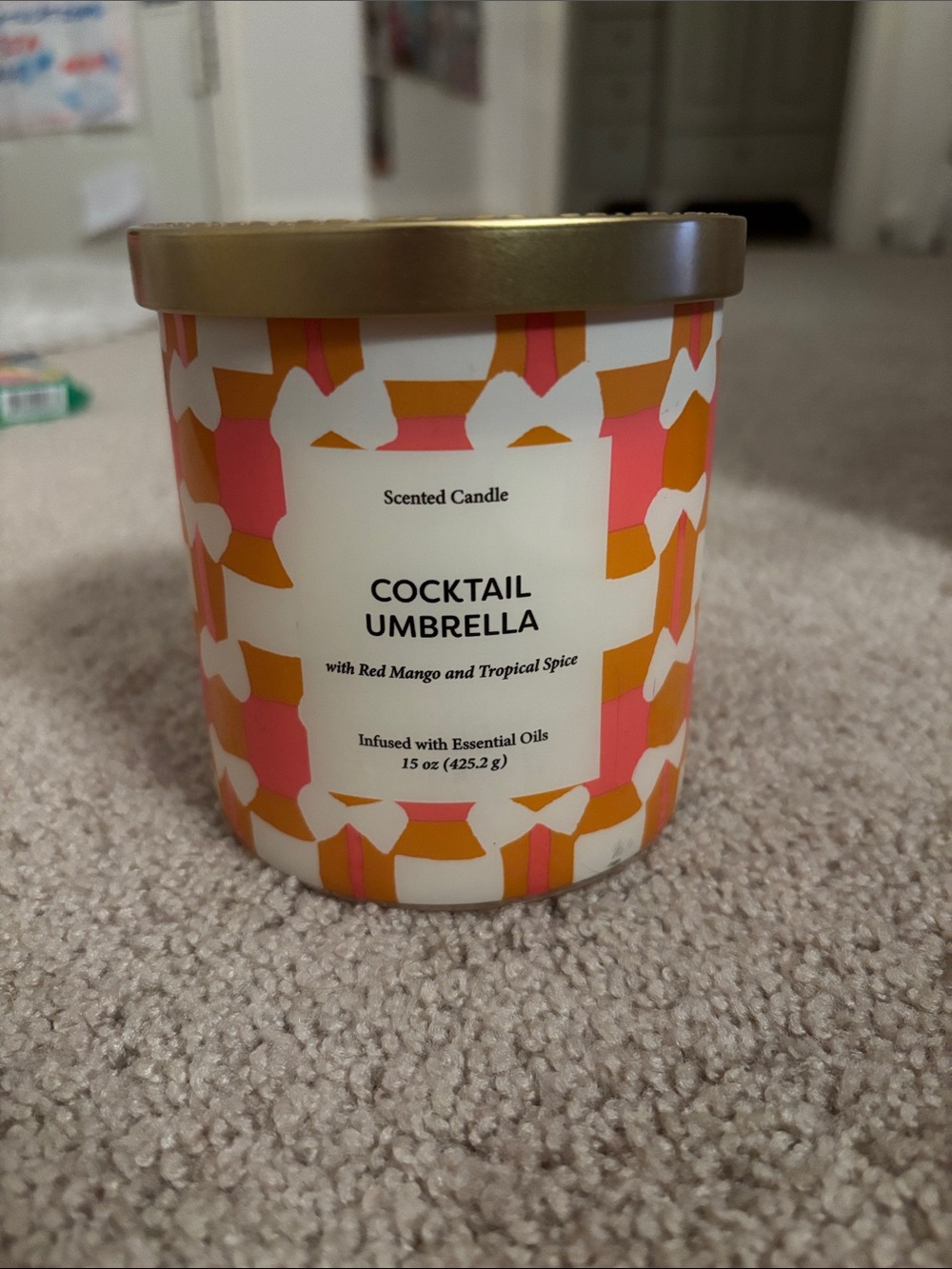 Opalhouse Cocktail Umbrella Scented Candle - Pink & Orange Geometric Jar